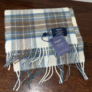 New import Johnston’s of Scotland Muted Blue Tartan Plaid Lambswool scarf 63”
